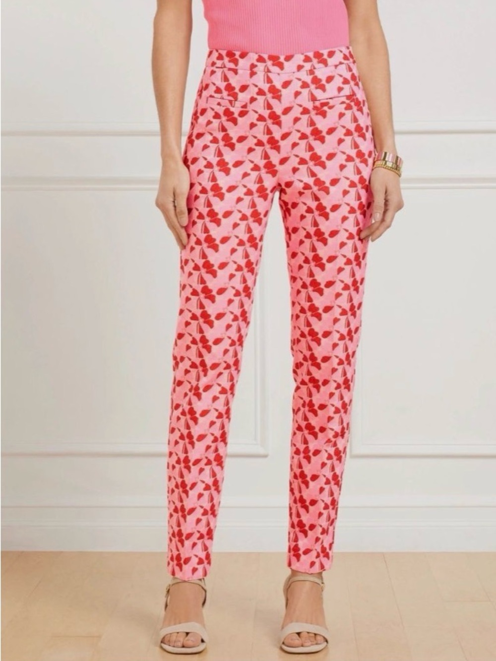 Talbots Pink and Red Chatham Cropped Pants